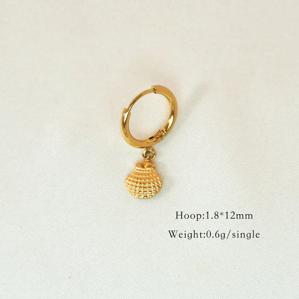 1 Piece Vintage Style Classic Style Star Shell Fish Tail Plating Inlay 304 Stainless Steel Agate Shell Zircon 14K Gold Plated Drop Earrings