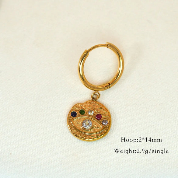 1 Piece Vintage Style Classic Style Star Shell Fish Tail Plating Inlay 304 Stainless Steel Agate Shell Zircon 14K Gold Plated Drop Earrings