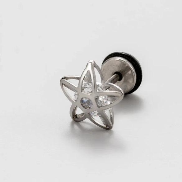 1 Piece Vintage Style Geometric 316 Stainless Steel  Zircon Ear Studs