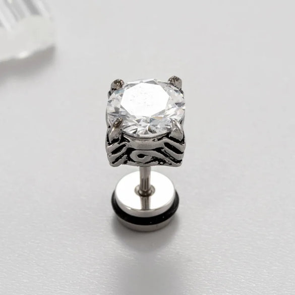1 Piece Vintage Style Geometric 316 Stainless Steel  Zircon Ear Studs