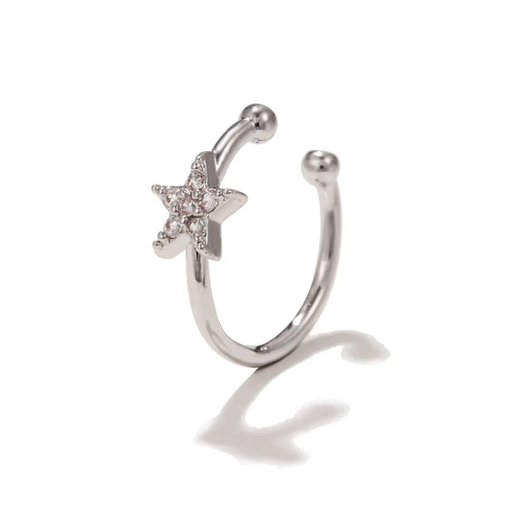 1 Piece Vintage Style Geometric Star Bow Knot Plating Inlay Copper Zircon Ear Cuffs