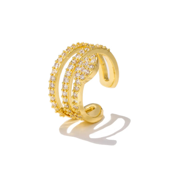 1 Piece Vintage Style Geometric Star Bow Knot Plating Inlay Copper Zircon Ear Cuffs