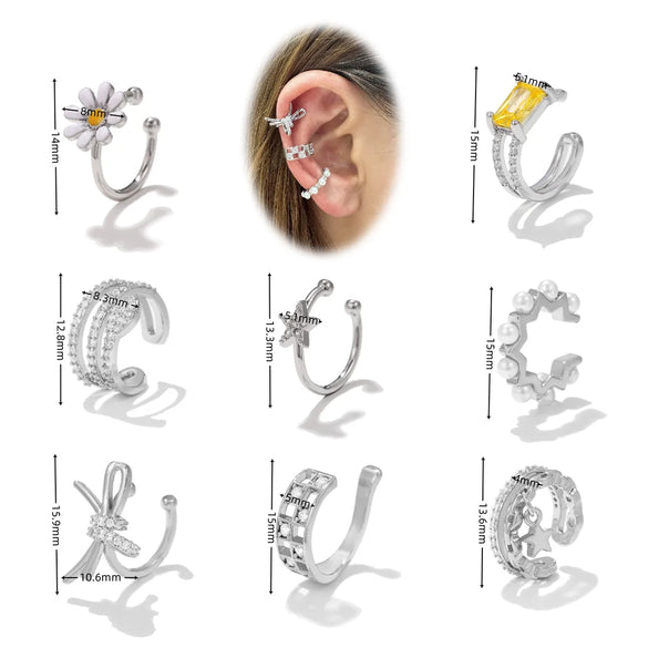 1 Piece Vintage Style Geometric Star Bow Knot Plating Inlay Copper Zircon Ear Cuffs