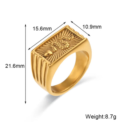 Wholesale Jewelry Vintage Style Snake 304 Stainless Steel 18K Gold Plated Plating Wide Band Ring