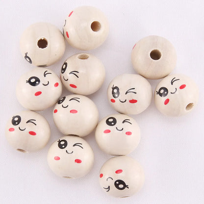 1 Piece Wood Emoji Face Beads