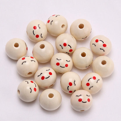 1 Piece Wood Emoji Face Beads