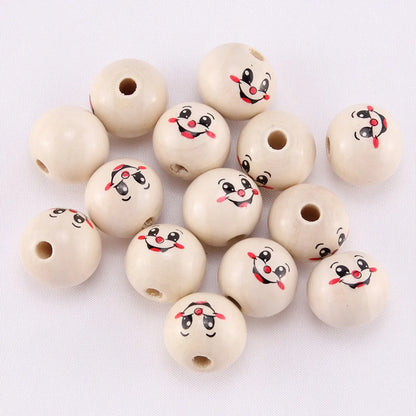 1 Piece Wood Emoji Face Beads