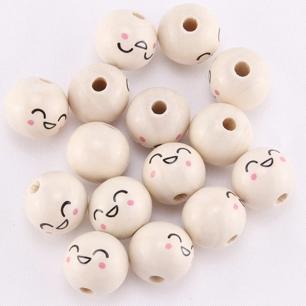 1 Piece Wood Emoji Face Beads