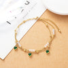 Wholesale Jewelry Y2K Hawaiian Beach Heart Shape Stainless Steel Artificial Gemstones Layered Anklet