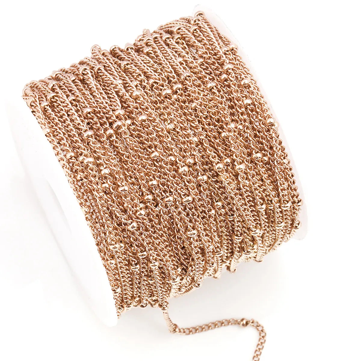 1 Roll Diameter 2mm 304 Stainless Steel 18K Gold Plated Rose Gold Plated Solid Color Polished Chain