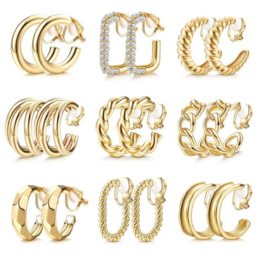 1 Set 1 Pair Basic Modern Style Classic Style C Shape Geometric Plating Inlay Alloy Rhinestones Ear Cuffs