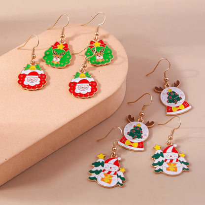 1 Set 1 Pair Casual Streetwear Christmas Tree Santa Claus Zinc Alloy Drop Earrings