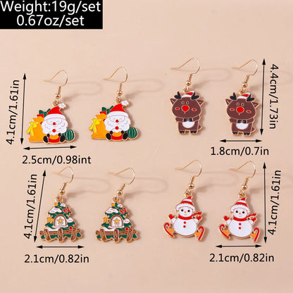 1 Set 1 Pair Casual Streetwear Christmas Tree Santa Claus Zinc Alloy Drop Earrings