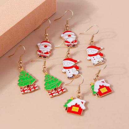 1 Set 1 Pair Casual Streetwear Christmas Tree Santa Claus Zinc Alloy Drop Earrings