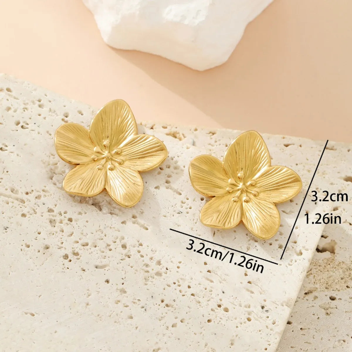 1 Set 1 Pair Classical Retro Irregular Flower 304 Stainless Steel Ear Studs