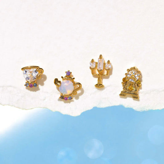 1 Set 1 Pair Cute Cartoon Character Inlay Brass Zircon Ear Studs