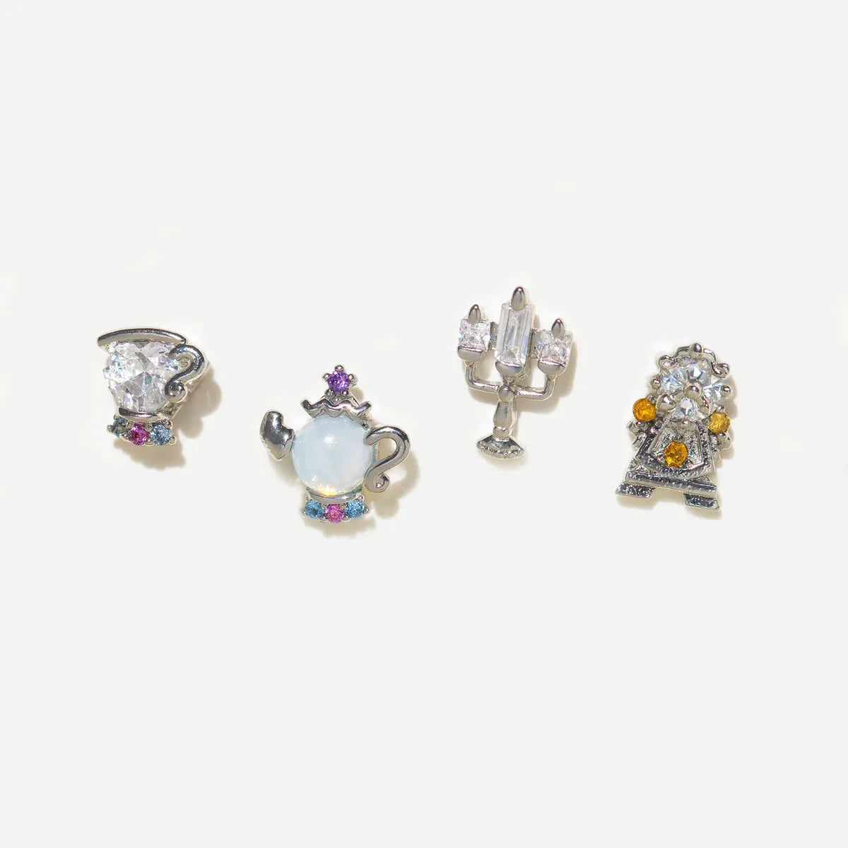 1 Set 1 Pair Cute Cartoon Character Inlay Brass Zircon Ear Studs