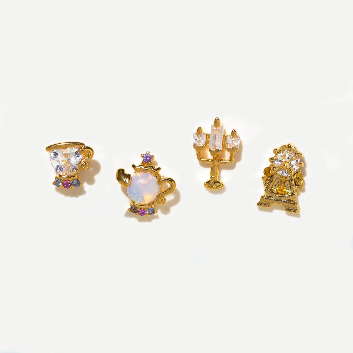 1 Set 1 Pair Cute Cartoon Character Inlay Brass Zircon Ear Studs