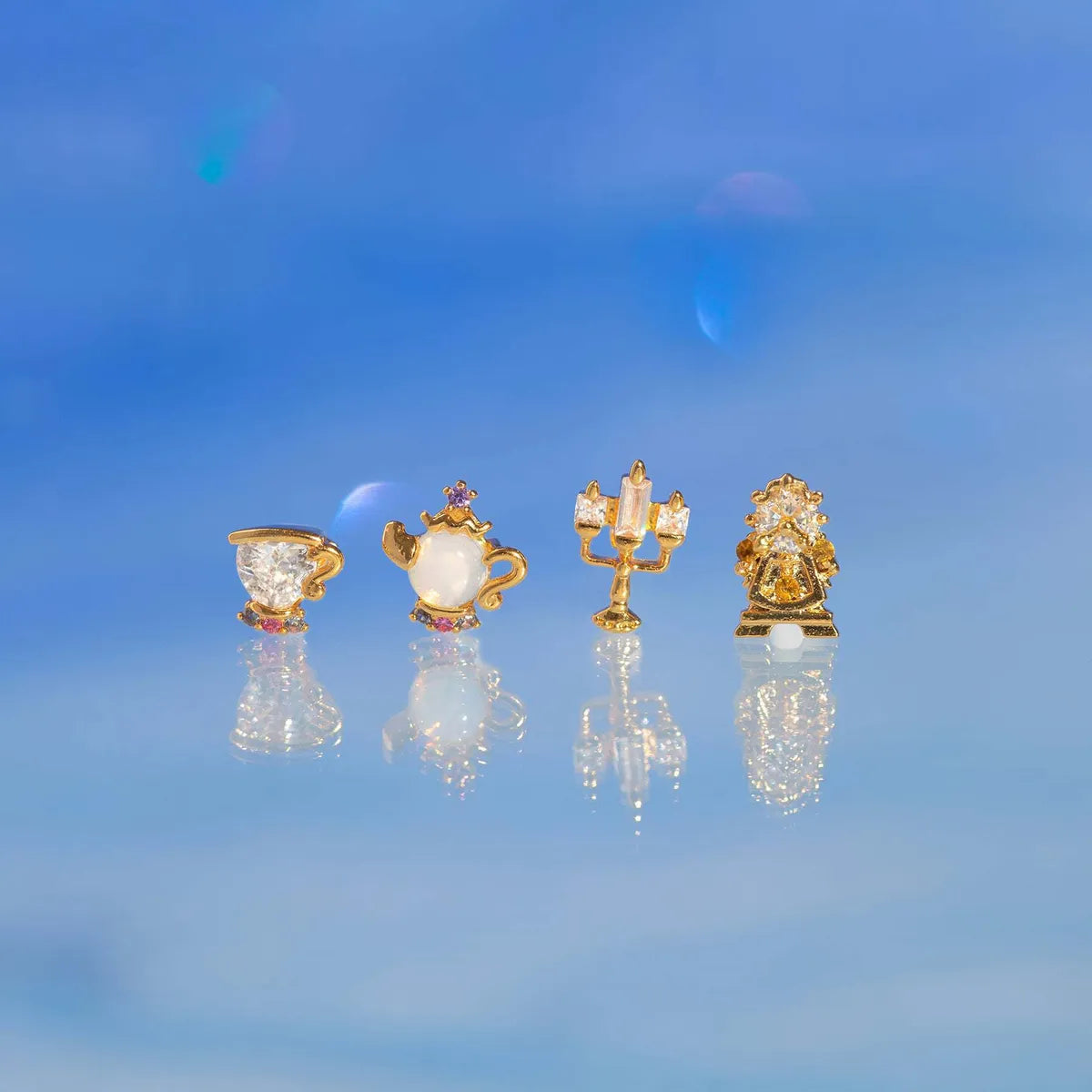 1 Set 1 Pair Cute Cartoon Character Inlay Brass Zircon Ear Studs