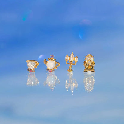 1 Set 1 Pair Cute Cartoon Character Inlay Brass Zircon Ear Studs