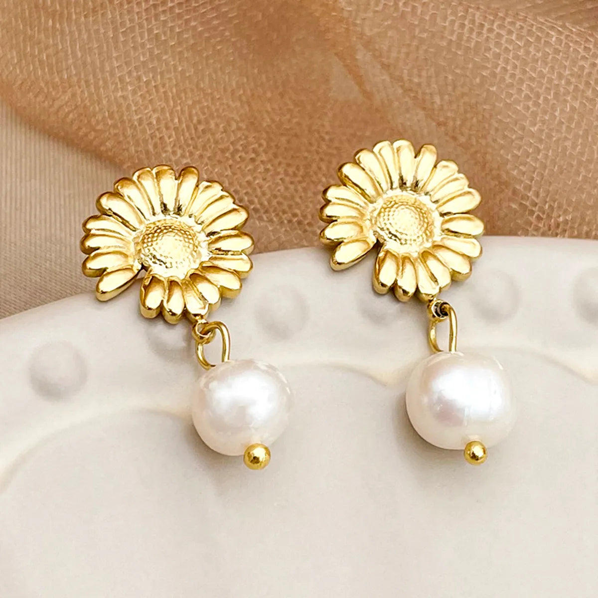 1 Set 1 Pair Elegant Classical Cute Flower Dragonfly Butterfly Tassel Plating 304 Stainless Steel 14K Gold Plated Ear Studs