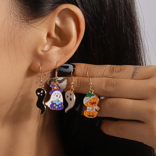 1 Set 1 Pair Funny Ghost Zinc Alloy Drop Earrings