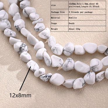 3 Strands/Package 12*8mm Hole 1~1.9mm Natural Stone Howlite Irregular Marble Ink Painting Polished Beads