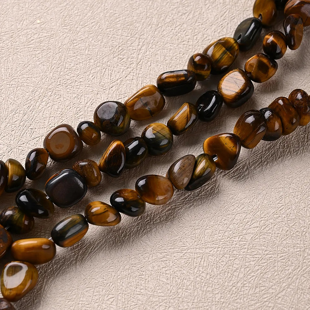 3 Strands/Package 12*8mm Hole 1~1.9mm Natural Stone Tiger Eye Yellow Tiger-Stone White Gold Color [With Sterling Silver Earplug]] Irregular Polished Beads