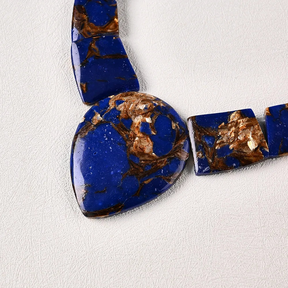 1 Set 15~57*20~47*7mm Hole 1~1.9mm Gold Copper Lapis Lazuli Color Block Polished Pendant