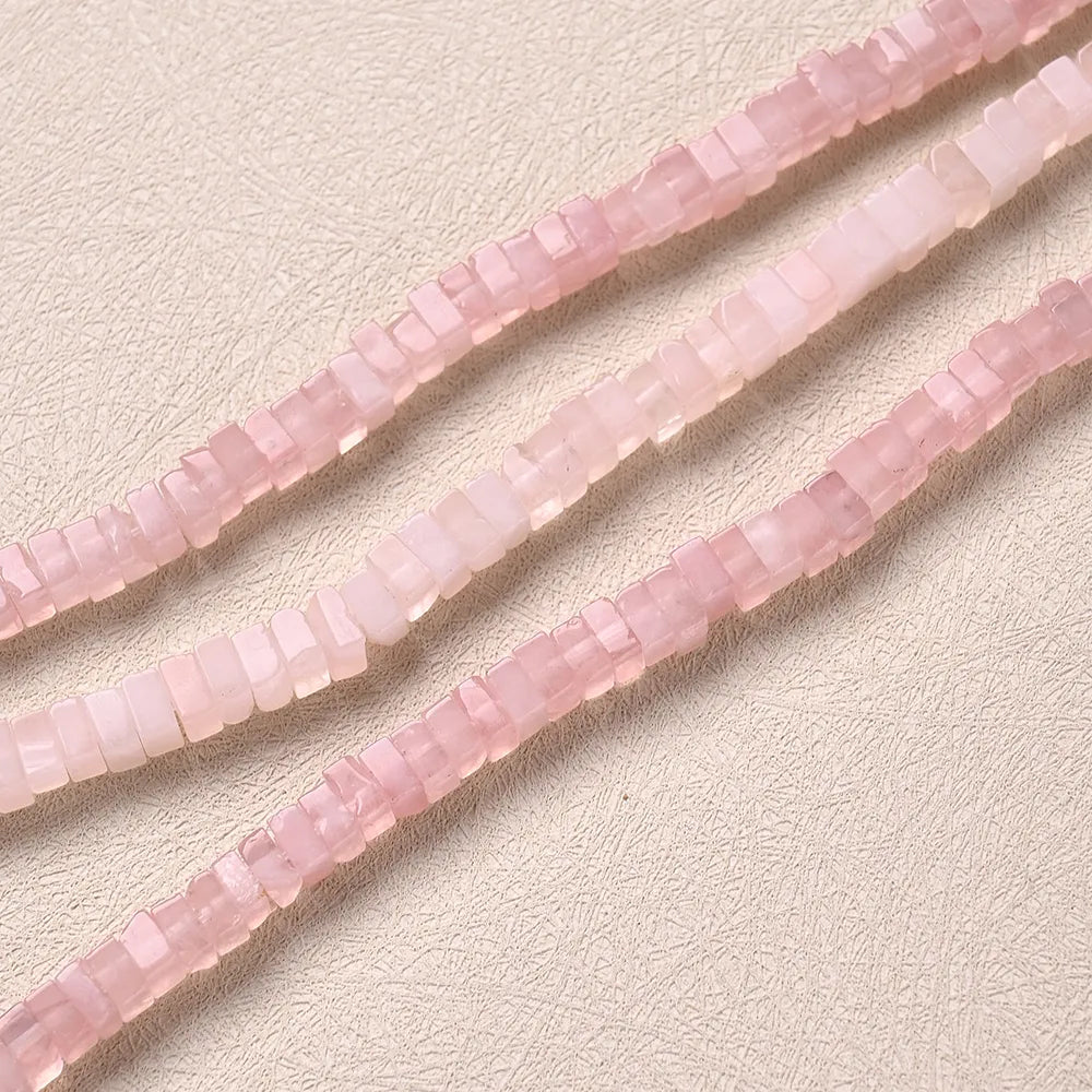 3 Strands/Package 6 * 3mm Hole 1~1.9mm Natural Stone Pink Crystal Simple Solid Color Transparent Polished Beads