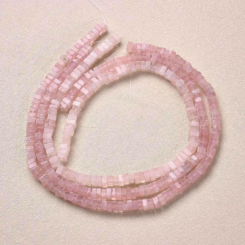 3 Strands/Package 6 * 3mm Hole 1~1.9mm Natural Stone Pink Crystal Simple Solid Color Transparent Polished Beads