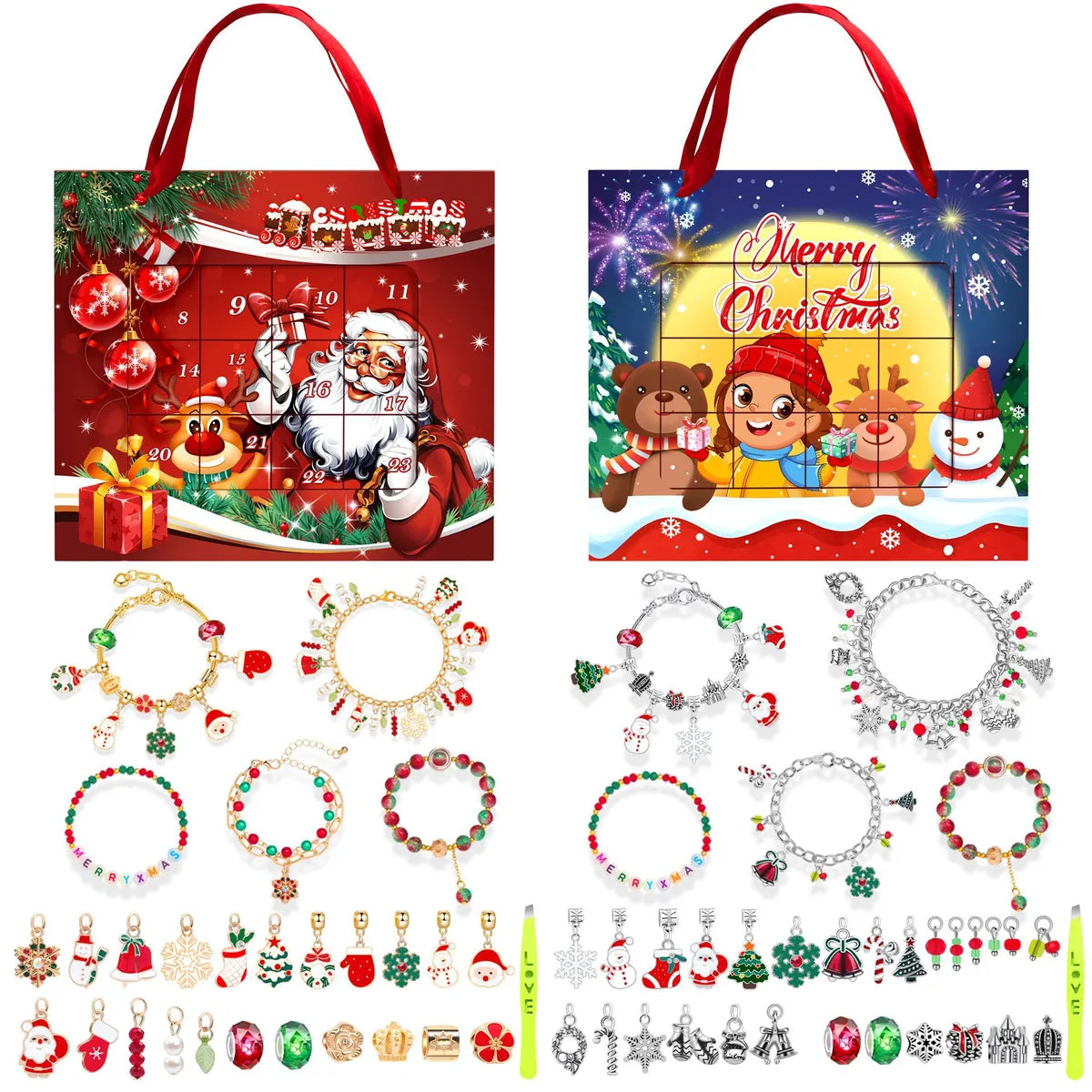 1 Set Alloy Santa Claus Christmas Socks Snowflake Pendant Chain