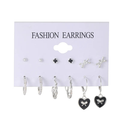 1 Set Basic Animal Heart Shape Plating Alloy Drop Earrings Ear Studs