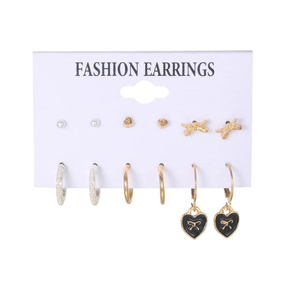 1 Set Basic Animal Heart Shape Plating Alloy Drop Earrings Ear Studs