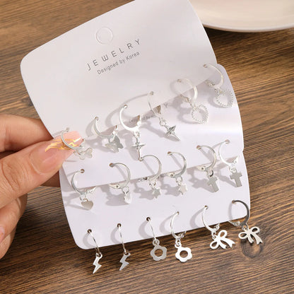 1 Set Basic Animal Heart Shape Plating Alloy Drop Earrings Ear Studs