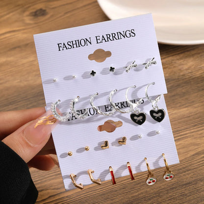 1 Set Basic Animal Heart Shape Plating Alloy Drop Earrings Ear Studs