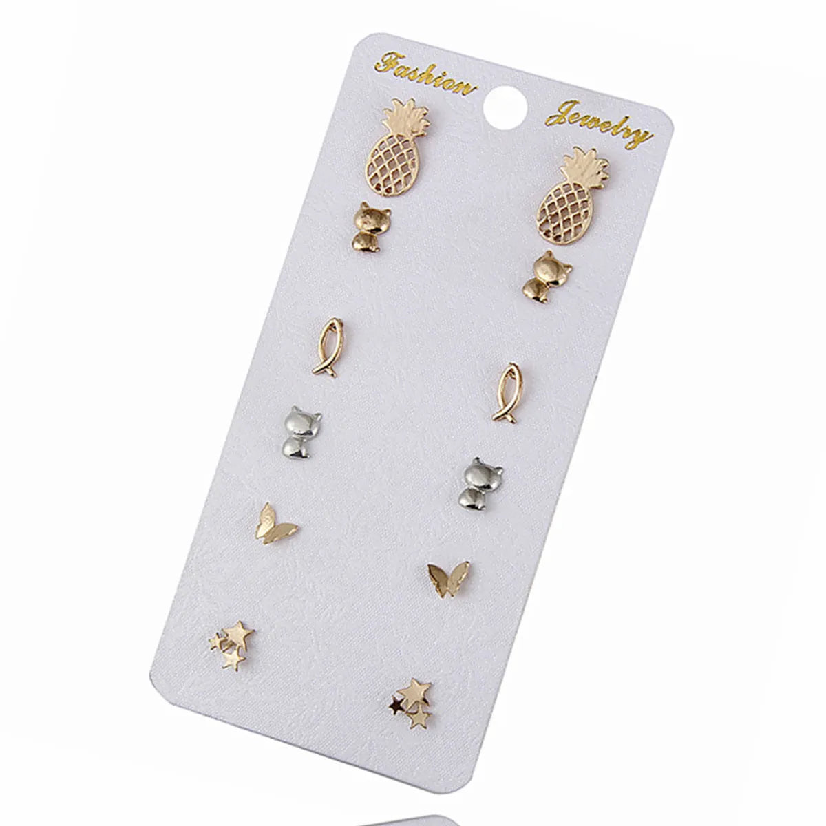 1 Set Basic Lady Classic Style Geometric Plating Inlay Alloy Zircon Ear Studs