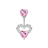 1 Set Belly Rings Simple Style Heart Shape 316 Stainless Steel  Inlay Rhinestones Belly Rings