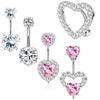 1 Set Belly Rings Simple Style Heart Shape 316 Stainless Steel  Inlay Rhinestones Belly Rings