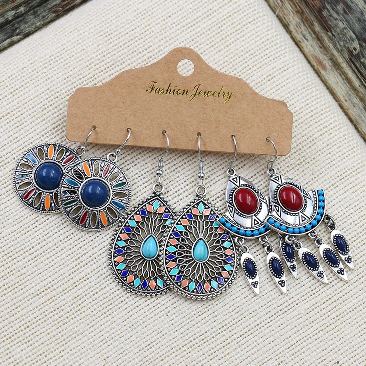 1 Set Bohemian Geometric Plating Alloy Drop Earrings