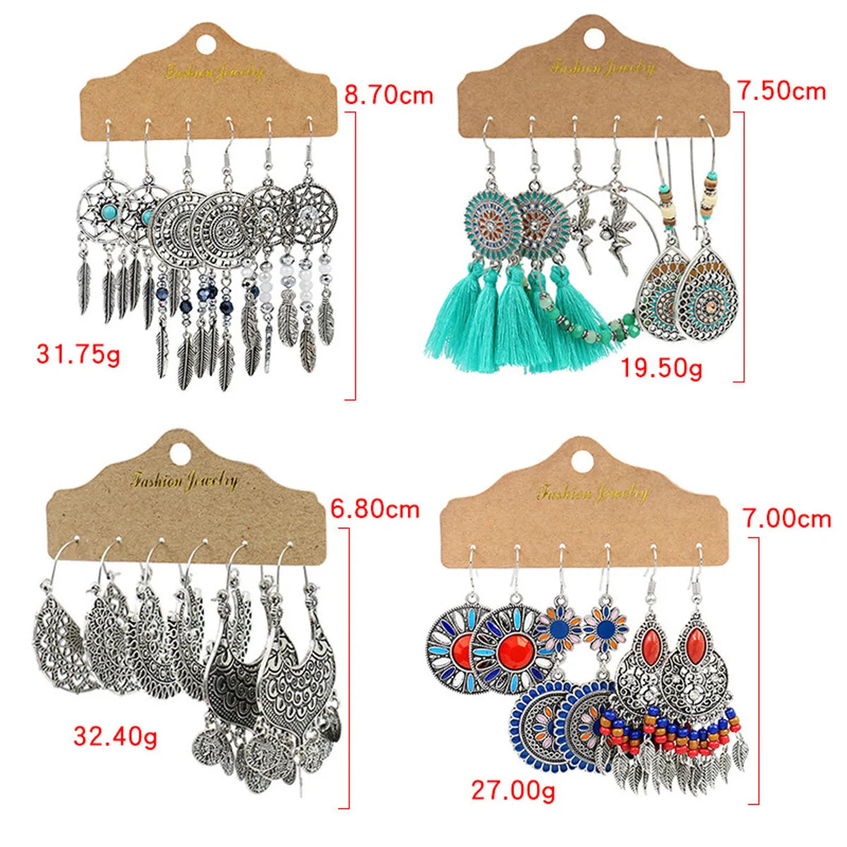 1 Set Bohemian Geometric Plating Alloy Drop Earrings