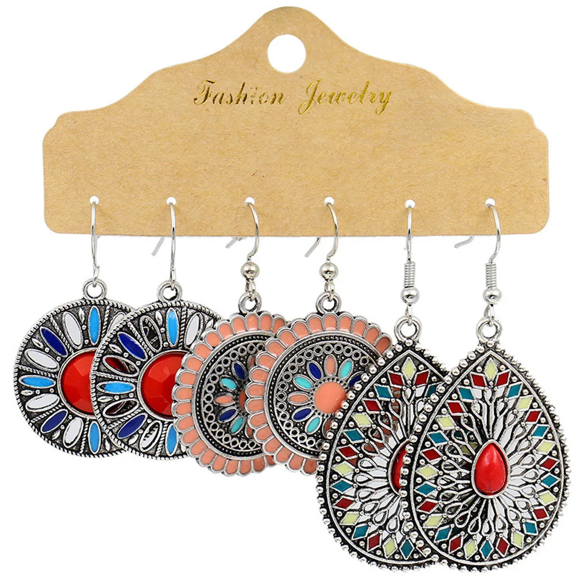 1 Set Bohemian Geometric Plating Alloy Drop Earrings