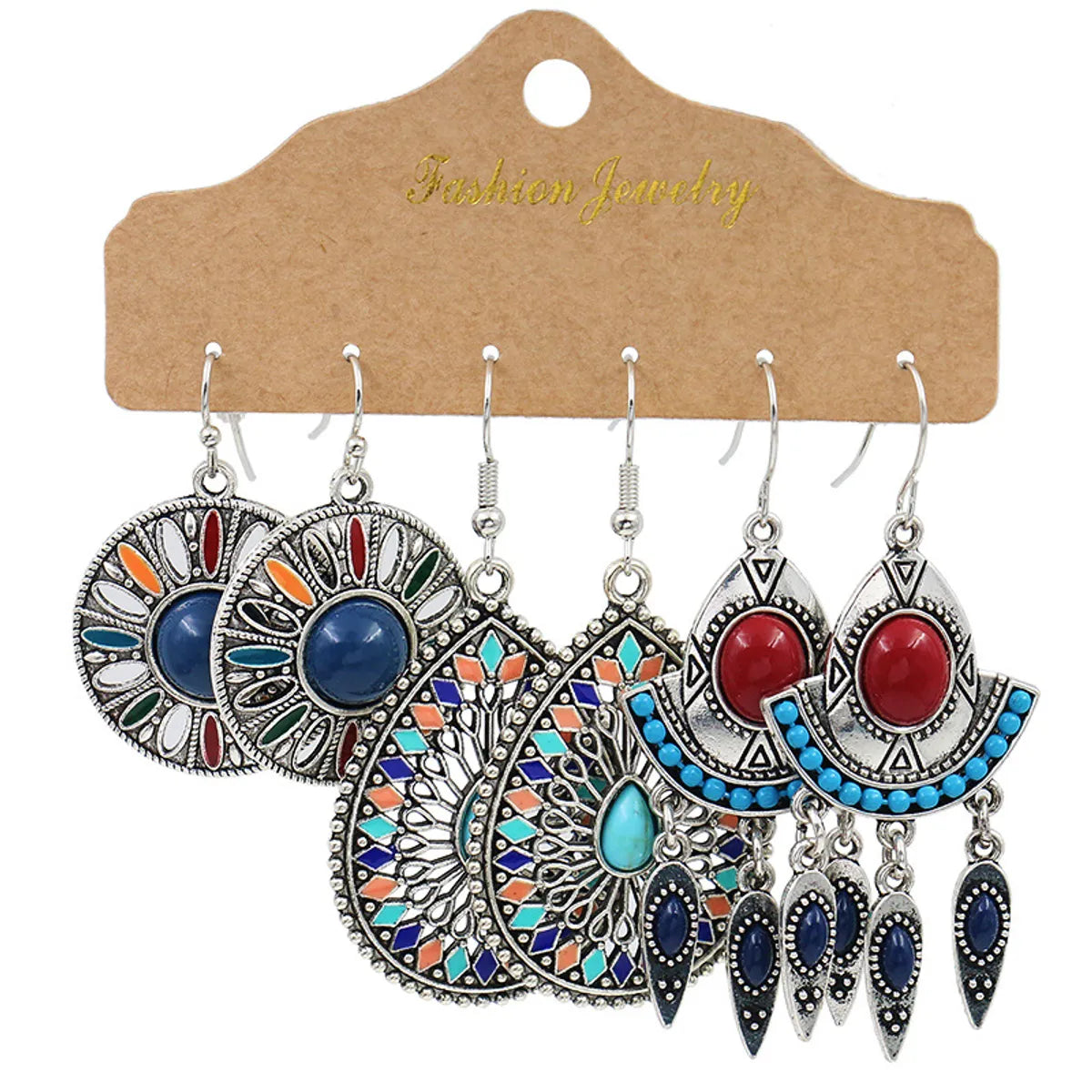 1 Set Bohemian Geometric Plating Alloy Drop Earrings