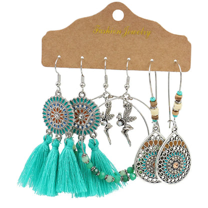 1 Set Bohemian Geometric Plating Alloy Drop Earrings