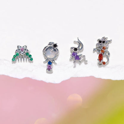 1 Set Cartoon Style Cartoon Character Plating Inlay Brass Zircon 18k Gold Plated Ear Studs