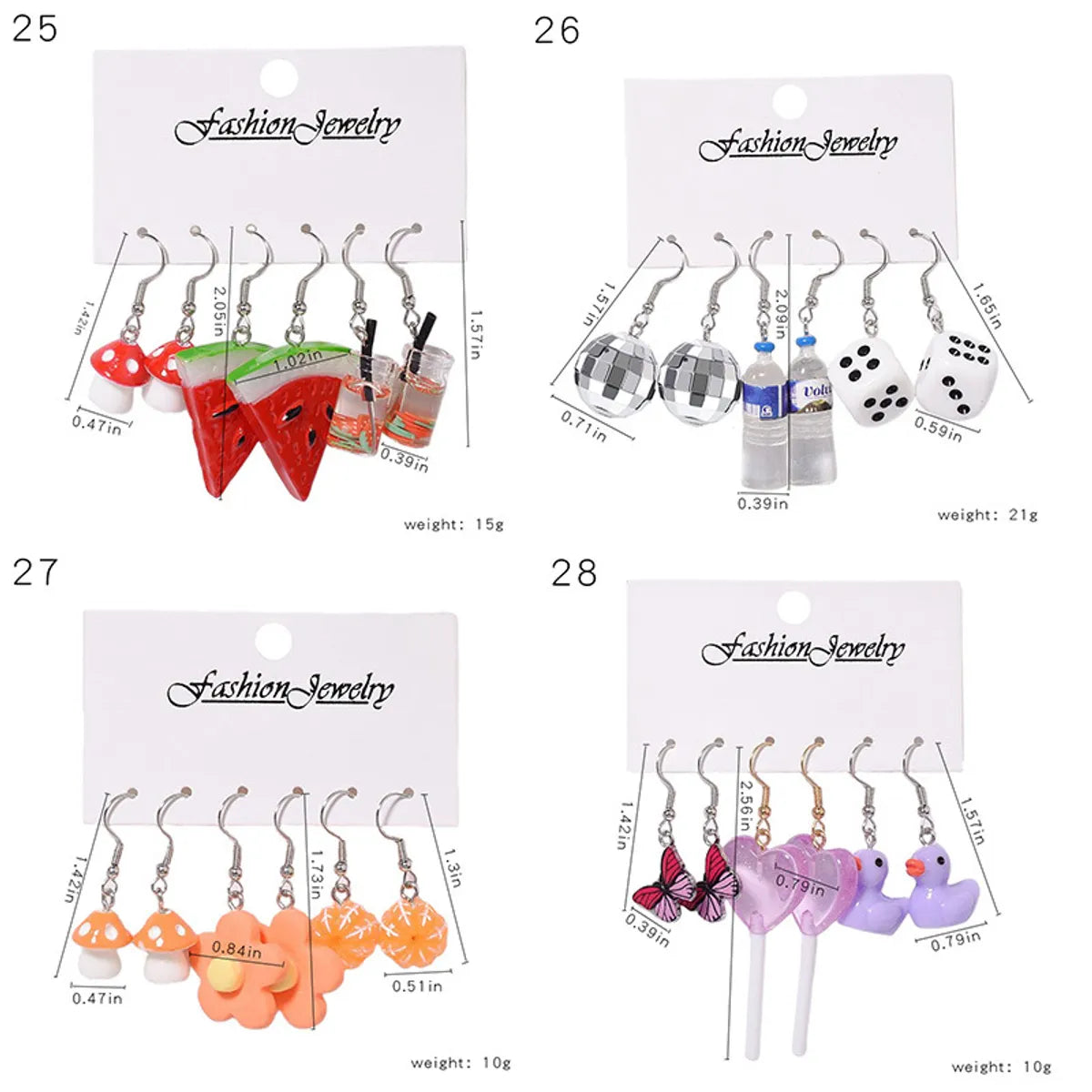 1 Set Cartoon Style Cute Cup Heart Shape Flower Arylic Resin Drop Earrings