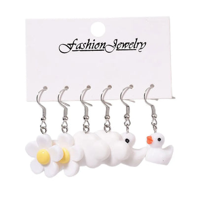 1 Set Cartoon Style Cute Cup Heart Shape Flower Arylic Resin Drop Earrings