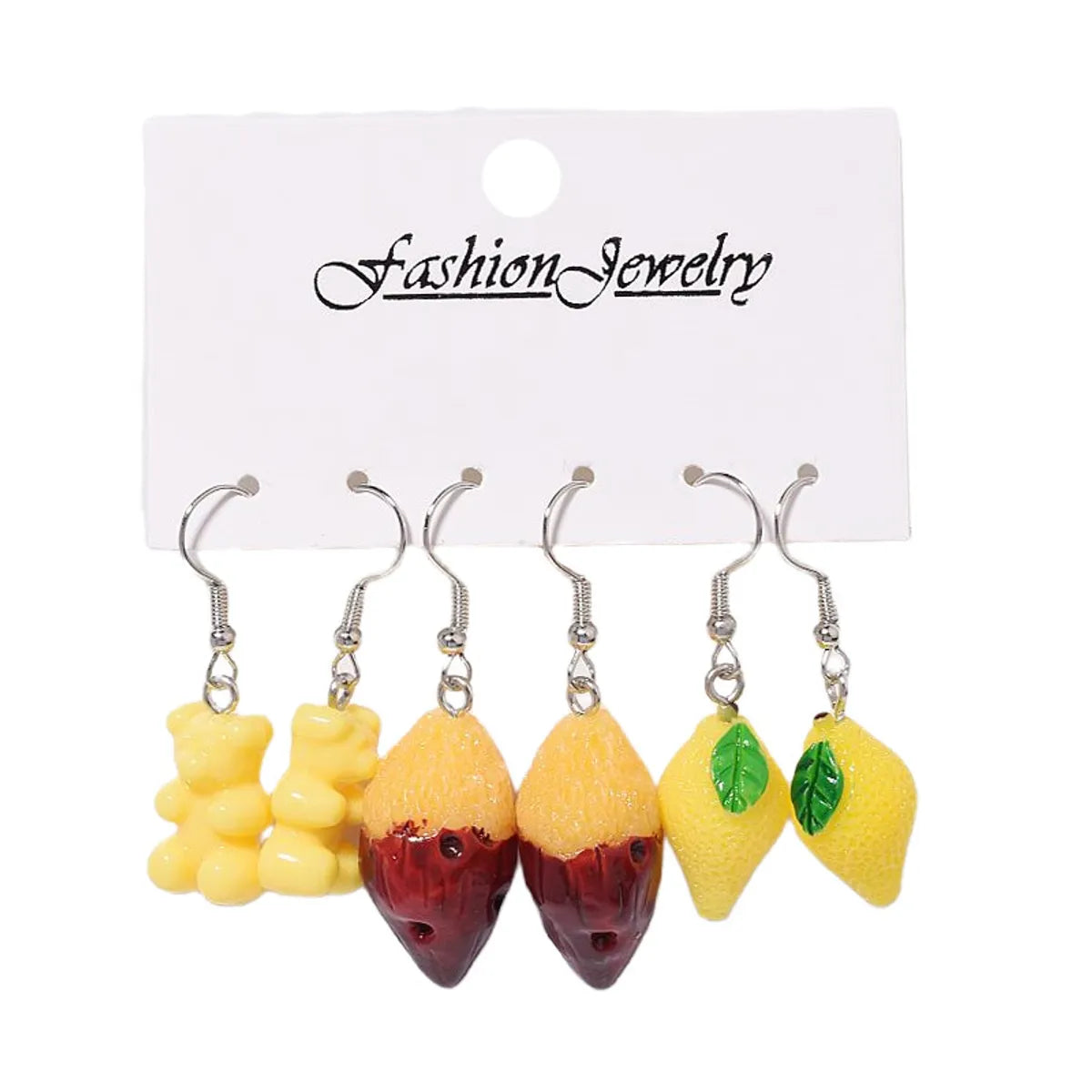 1 Set Cartoon Style Cute Cup Heart Shape Flower Arylic Resin Drop Earrings