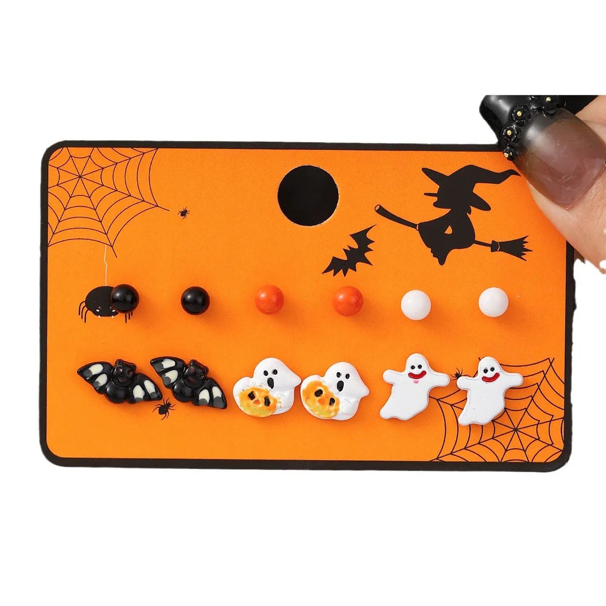 1 Set Cartoon Style Cute Halloween Pattern Pumpkin Skull Plating Alloy Drop Earrings Ear Studs