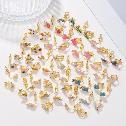 1 Set Cartoon Style Geometric Cartoon Enamel Alloy Ear Studs